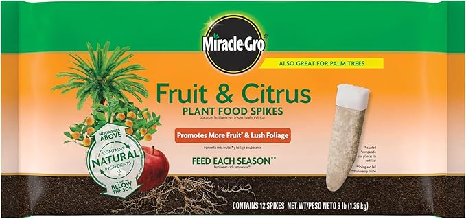 Miracle-Gro Plant Food Spikes Bundle for Fruit and Citrus Plus Trees and Shrubs, For Deciduous, Evergreen and Flowering Trees and Shrubs, 24 Spikes