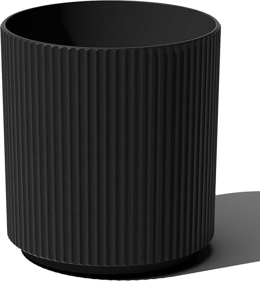 Veradek Mason Series Demi Planter - Large Round Planter for Indoor or Outdoor Patio/Balcony | Made from Plastic & Concrete with Drainage Holes | Modern Décor for Flowers, Trees, Tall Plants