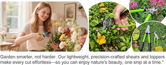 YIAD Loppers for Tree Trimming, Garden Shears Set-Heavy Duty Branch Cutter Pruning Shears Set, Labor Saving and Durable Garden Clippers, Loppers for Gardening Plants, Flowers and Tree Trimmer