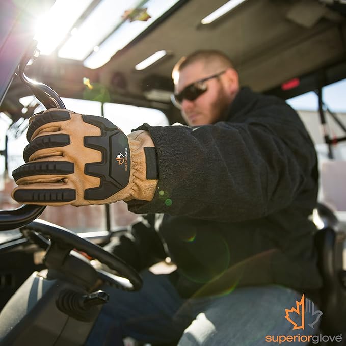 Superior Glove Endura Impact and Water Resistant Leather Work Gloves for Hand Safety Protection - 378GKVSB Medium (Pack of 1 Pair)