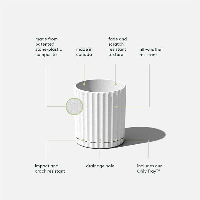 Veradek Demi Series Demi 6" Planter w/Tray, White