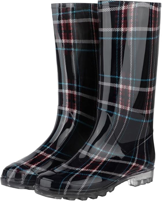 DaeRainy Tall Rain Boots for Women, Knee High Waterproof Slip On Garden Boots