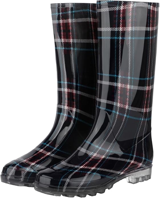 DaeRainy Tall Rain Boots for Women, Knee High Waterproof Slip On Garden Boots