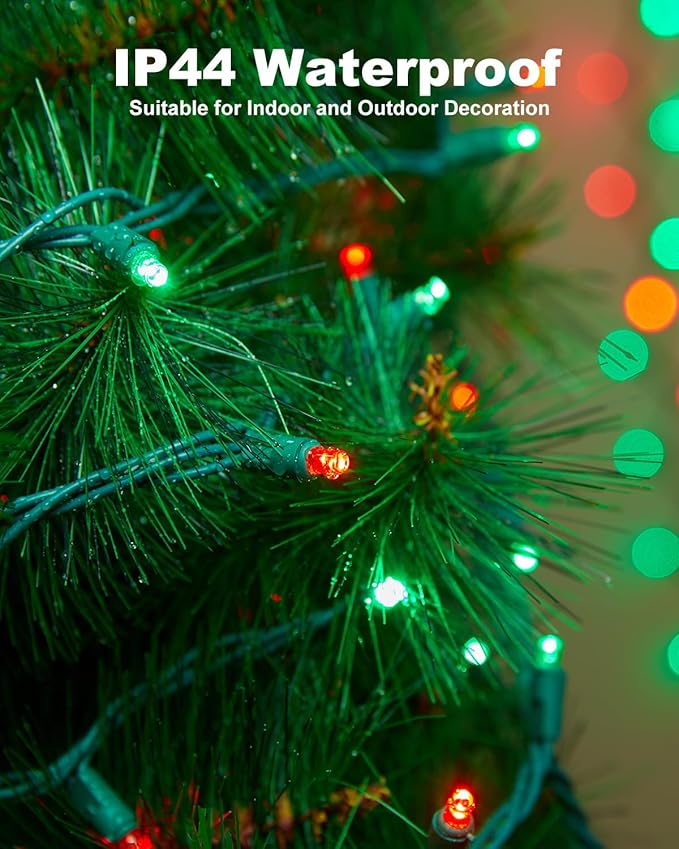 LED Christmas Mini String Lights, 14 Feet 50LEDs F5 Red Green Mini Lights, Connectable Christmas Tree Lights for Wreath Garland Holiday Party Wedding Outdoor Indoor Christmas Decoration, Green Wire