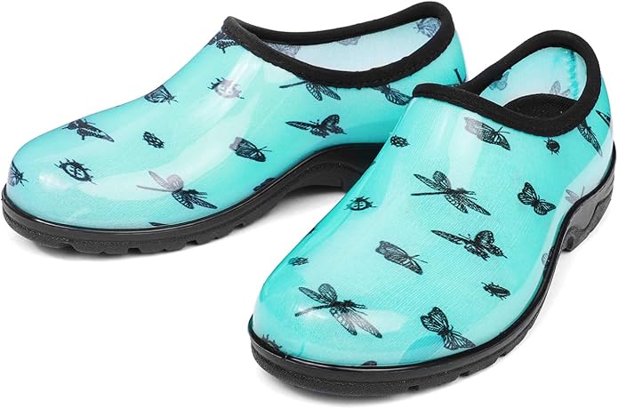 DKSUKO Waterproof Garden Shoe for Women Outdoor Slip-On Rain Boots Short Ankle Work Shoes and Garden Clogs with Comfort Insole
