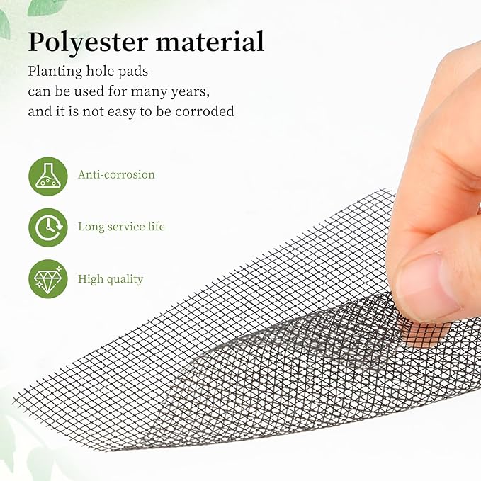 50pcs Flower Pot Hole Mesh Pad 4 Inch Round/Square Polyethylene Bonsai Mesh Drainage Screens Garden Drainage Mesh Plant Pot Bottom Mesh Keep Soil from Flowing Away
