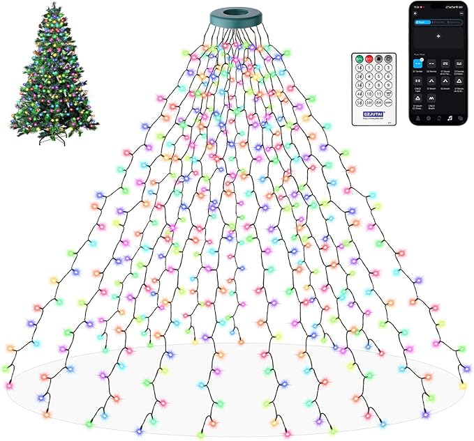400 LEDs Christmas Tree Lights,LED Christmas Lights with 17 Light Modes ,Timer& Memory Function,Remote & APP Control,16 Strands 6.6FT String Light for Wedding,Home Party,Xmas Tree Decor,Multicolor