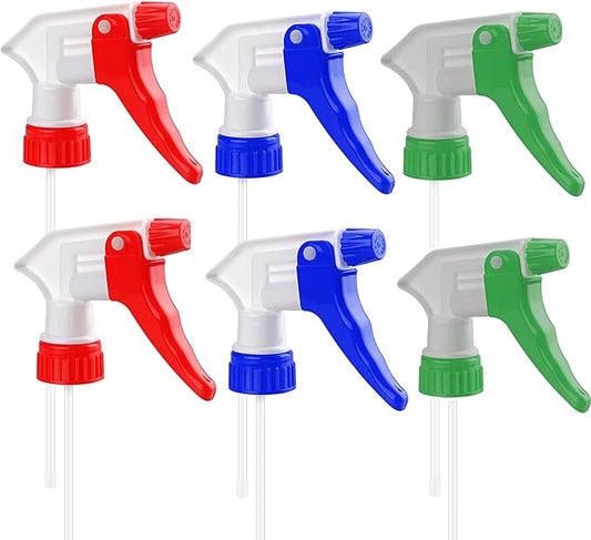 Spray Bottle Nozzles Plastic Heavy Duty Trigger Spray Nozzle 6Pcs Replacement Head Leak Proof Water Bottle Spray Nozzles Adjustable Head Sprayer