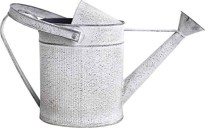 Vintage Galvanized Metal Watering Can - Rustic Farmhouse Design Watering Pot, Garden Decorative Planter for Home Patio Outdoor Wedding Party Decor