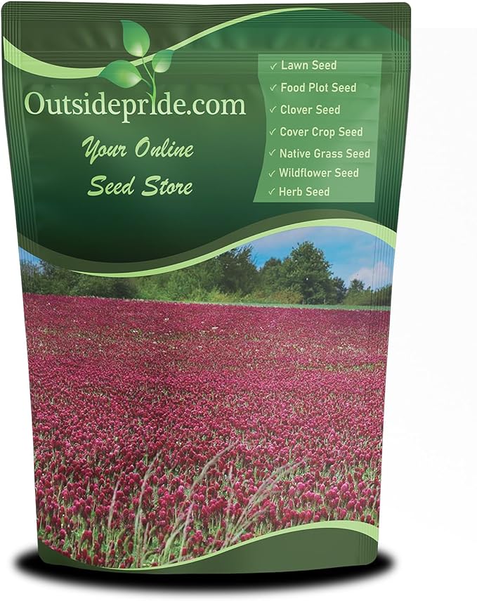 Outsidepride Crimson Clover Seeds - 10 lbs. Annual, Nitrocoated, & Inoculated Ground Cover Seeds, Ideal Clover Seed for Lawn, Cover Crop, Pasture, Hay, Green Manure & Wildlife Forage