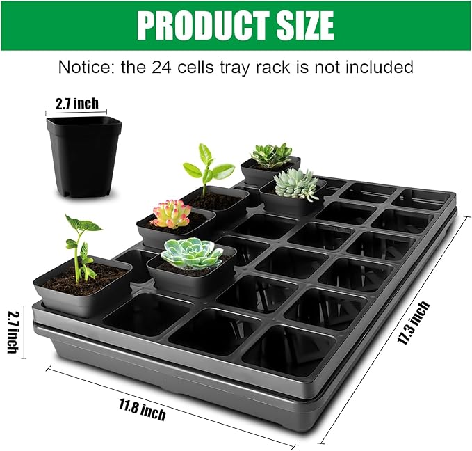 5 Pack Nursery Potting Tray, Carrying and Holding Plant Tray for Seeds Starting Pot, Collecting Drainage Water(Black)