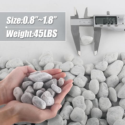 45LB Natural Grey Gravel, 0.8"-1.8" River Rocks,Decorative Pebbles for Indoor Outdoor Planters, Terrarium Rocks in Bulk,Aquarium Gravel for Pathways Backyard Walkways Landscaping Fish Tank