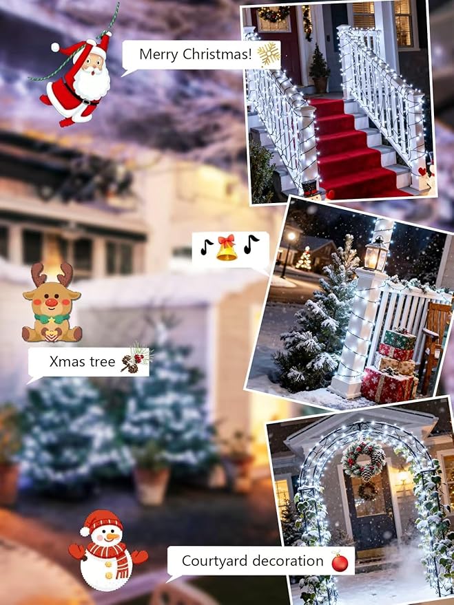 Voice Controlled Christmas Lights with Remote, 99 FT 300 LED String Lights Indoor Outdoor with 12 Modes 3 Timers, Dimmable Twinkle Light Plug in Waterproof for Xmas Tree Party Decorations, Cool White