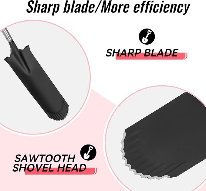 SHARK ATTACK Spade Shovel, 43in Heavy Duty Drain Spade for Digging, Ergonomic No-Slip H-Grip Handles, Oversized Steps and D Handle for Gardening, Land Management, Yard Work, Farming and Transplanting