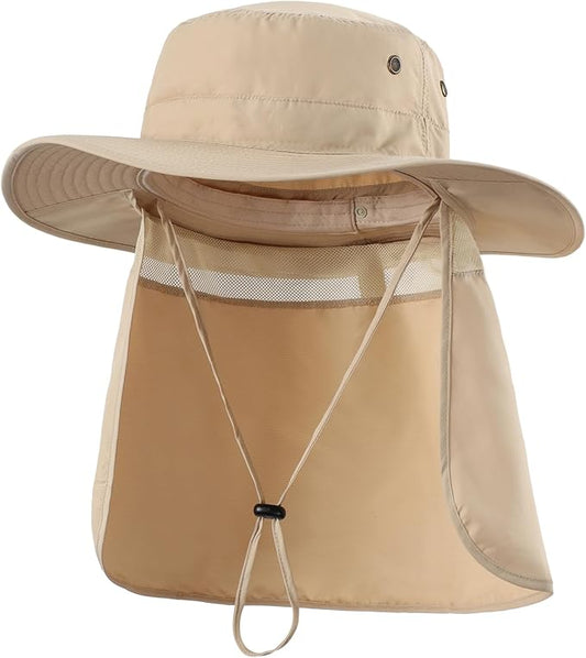 Home Prefer UPF50 Mens Sun Hat with Neck Flap Quick Dry UV Protection Cap Womens Wide Brim Fishing Hat Neck Flap Beach Garden