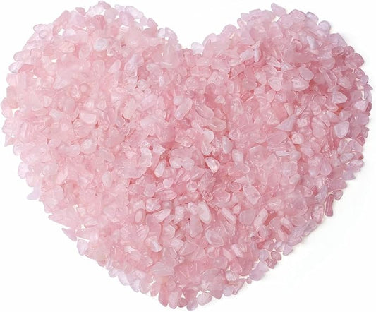 Rose Quartz Crystal Gravel Polished Chips Crushed Stones Healing Bulk Natural Tumbled Rocks Gem Home Decoration Small Pebbles for mini Aquarium Tank Plants Landscape Vase Filler Bottom Ornament 0.55lb