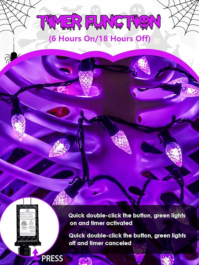 240 LED 78FT C6 Halloween String Lights, Super Long Halloween Lights Outdoor Indoor with 13 Modes & Timer, Waterproof Fairy Twinkle Light Plug in for Tree Yard House Horror Party Decorations (Purple)