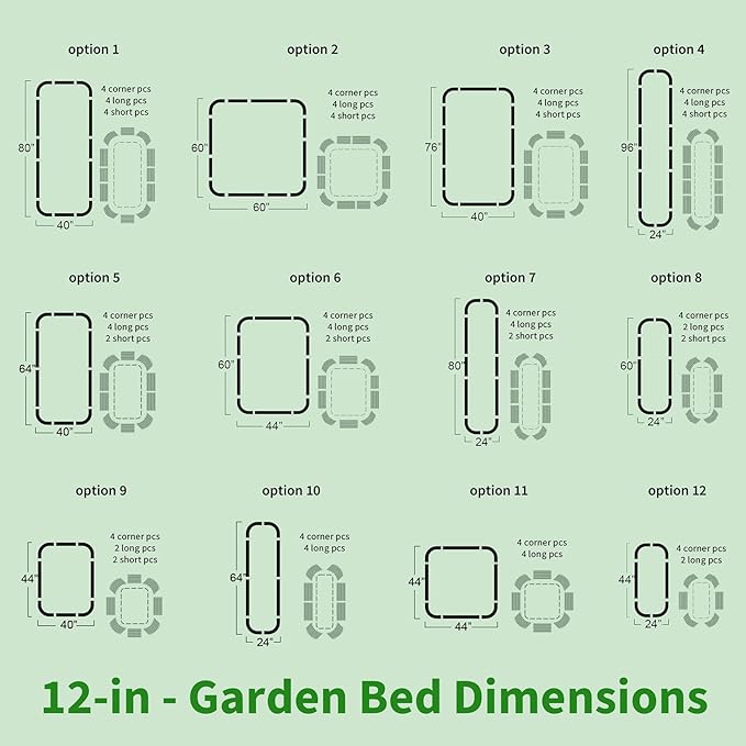 Olle Galvanized Planter for Vegetables 12-in-1 Large Metal Raised Bed Gardening Kit for Outdoors 32" Tall Size 5X5 Feets 8X2 Feets 4x8 Raised Garden Bed, Ivory