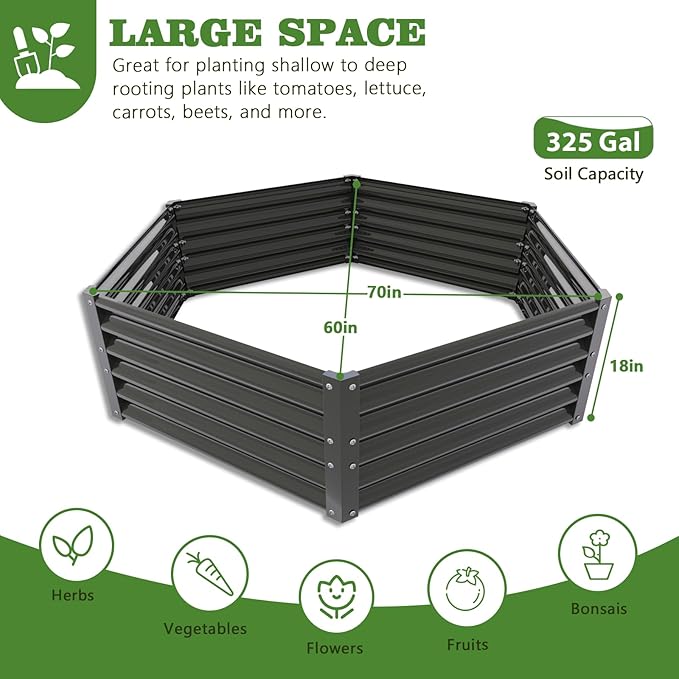 A ANLEOLIFE 33-Pack Deep Root Galvanized Raised Garden Beds Outdoor for Planting Vegetables Flowers Herb, Quartz Grey