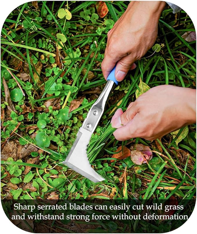 Kosoyo Crack Weeder Crack Weeding Tool Sawtooth Wave Manual Scythe Stainless Steel Gardening Tool -11.42"（2Pack）