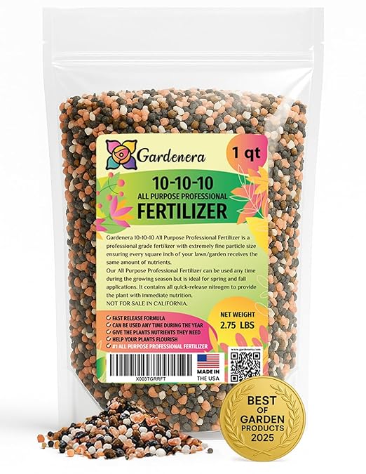 𝐁𝐄𝐒𝐓𝐒𝐄𝐋𝐋𝐄𝐑 10-10-10 Plant Fertilizer Slow Release | 10 10 10 All Purpose Fertilizer for Fruit Trees, Evergreens, Vegetables, Arborvitae, Fig Trees, Shrubs, Pines, Oaks, Flowers [1 Quart]