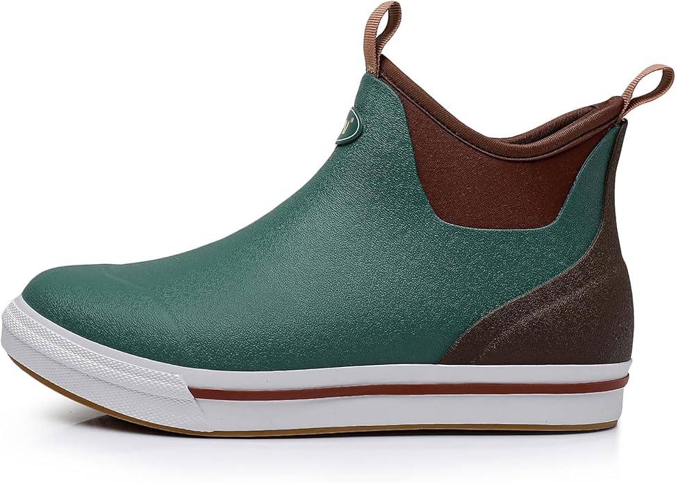 WTW Unisex Rain Boots for Men and Women Waterproof Rubber Fishing Deck Boots Neoprene Boots Slip on Ankle Garden Shoes