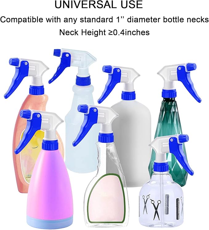 Spray Bottle Nozzles Plastic Heavy Duty 12Pcs Trigger Spray Nozzle Replacement Head Leak Proof Water Bottle Spray Nozzles Adjustable Head Sprayer (12, Blue)