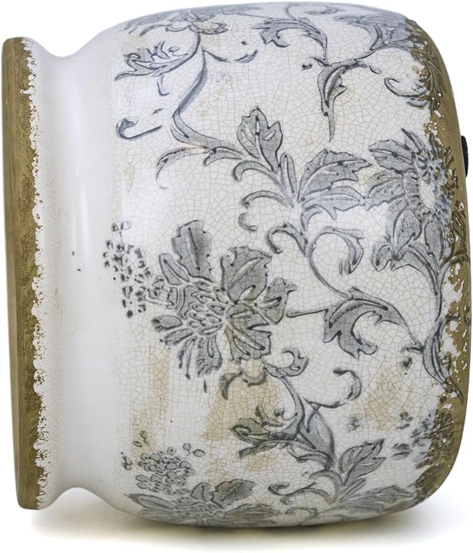 Ceramic Pot for Planter, Vintage Flower Pot with Drainage Holes, 6.29 inch Ice Crack Glazed Indoor Planters Pot (Old World)