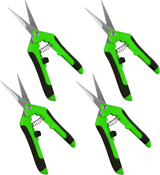GARDEN GURU Razor Sharp Snip - Professional Garden Pruning Shears Trimmers Scissors – Micro-Tip Precision Stainless Steel Blades - Easy on Arthritic Hands - Soft Ergonomic Rubber Handles (4 Pack)