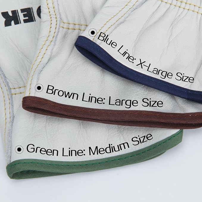 Cowhide Leather Work Gloves for Men & Women, Durable for Heavy Duty Construction, Gardening, Ranch, Farm Gloves