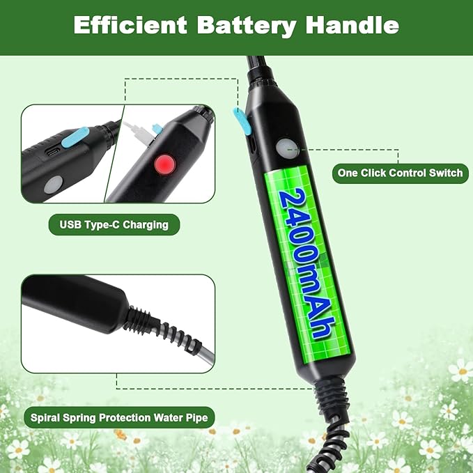 Pump Sprayer 1 Gallon Battery Powered Sprayer 1 Gallon, Upgrade Powerful with 3 Mist Nozzles, Rechargeable Handle, Retractable Wand, Sprayer with Adjustable Shoulder Strap for Garden,Lawn,Cleaning