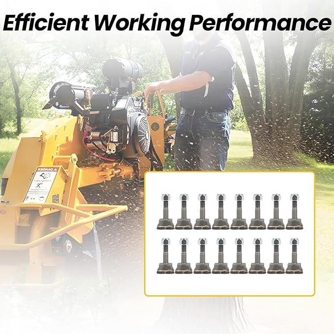 16Pcs Stump Grinder Teeth Kits Compatible with Yellow Jacket Stump Grinder Teeth, Efficient Stump Removal for Soft, Hard Wood, Tungsten Carbide Materail