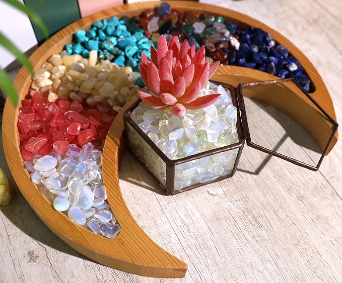 QINJIEJIE Opal Crystals Chips Natural Stone Gravel Bulk Crushed Rocks Pieces Polished Quartz Stone 0.55Lbs Decorative Fish Tank Pebbles Vase Filler Irregular Shaped Tumbled Gemstone for Home