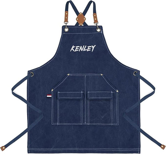 Personalized Chef Aprons for Men Women Canvas Cross Back Heavy Duty Work Apron for Coffee Shop Bartender Bistro Woodworking