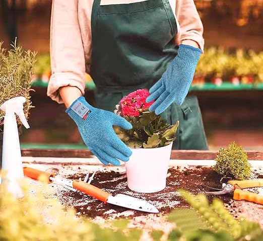 Cutting Gloves, 1 Pairs of Cut Resistant Gloves Food Grade, Cut Resistant Gloves for Kitchen, Oyster Shucking, Fish Fillet Processing, Carving Wood and Gardening(Medium-Blue)