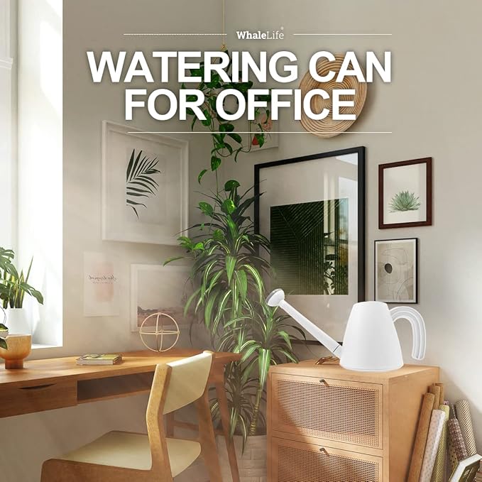 WhaleLife Indoor Watering Can for House Bonsai Plants (2.0L, White)
