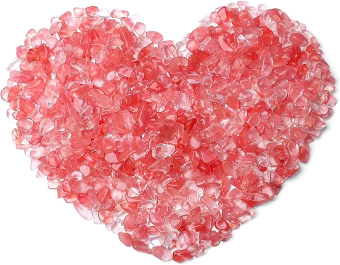 QINJIEJIE 0.9Lbs Cherry Quartz Crystal Chips Rocks for Plant Bulk Decorative Aquarium Gravel Stones Terrarium Sand Small Turtle Rocks Fish Tank Pebbles Decor Vase Filler for Planter