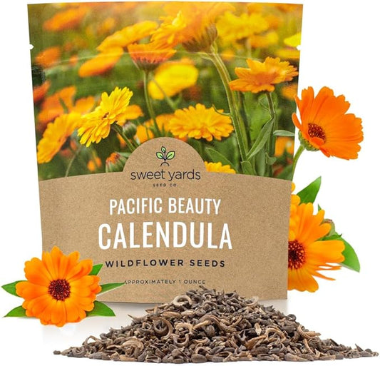Calendula ‘Pacific Beauty Mix’ – Extra Large Packet – Over 3,000 Open Pollinated Non-GMO Wildflower Seeds – Calendula officinalis