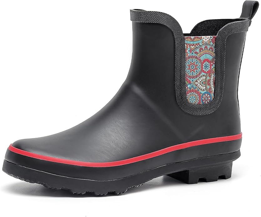 SWIFTFROG Rain Boots for Women - Waterproof Ankle Garden Shoes Anti-Slipping Floral Printed Rainboots for Ladies Stylish Light Ankle Rain Shoes, Women's Rain Footwear