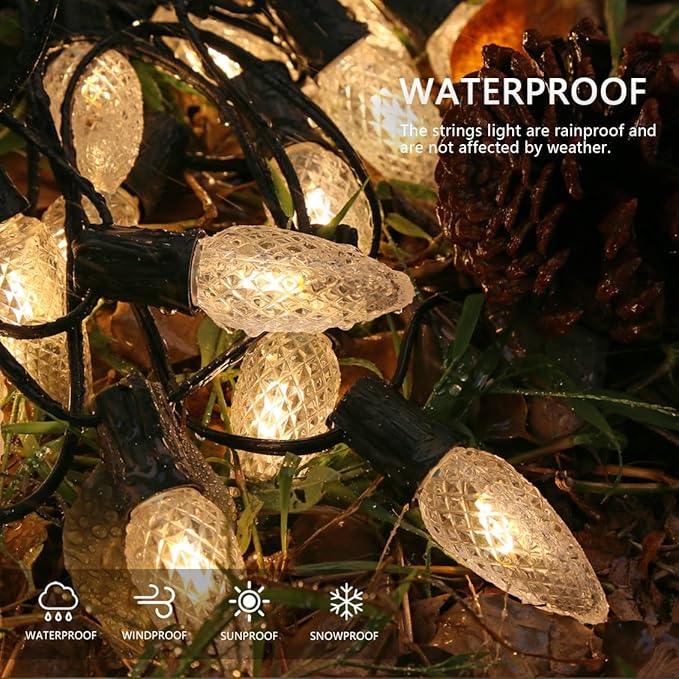 25 Pack C9 Led Replacement Christmas Light Bulb, Warm White C9 Shatterproof Led Bulbs for Indoor Outdoor Decorative String Light, E17 Base