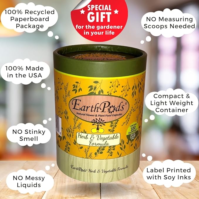 100 Earthpods - Premium Bio Organic Vegetable Fertilizer Spikes – Special Formulated Organic Plant Food for Herbs - Garden Fertilizer Sticks – Made in USA