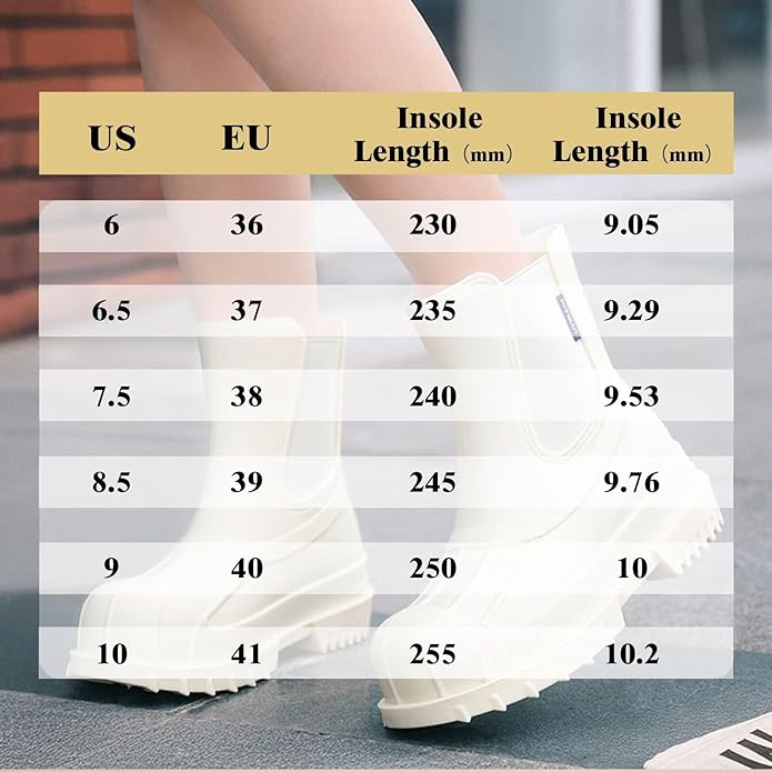 Short Rain Boots Women Waterproof Ankle Rainboots Fashion Chelsea Boots Non-Slip Garden Shoes for Outdoor Work Booties