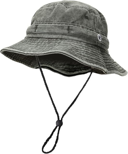 Men's Bucket Hat Camo Outdoor Sun Protection, Breathable Quick-Dry Fishing Gardening Hiking Hat ,UPF50+ Cotton Wide Brim
