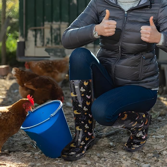 DaeRainy Tall Rain Boots for Women, Knee High Waterproof Slip On Garden Boots