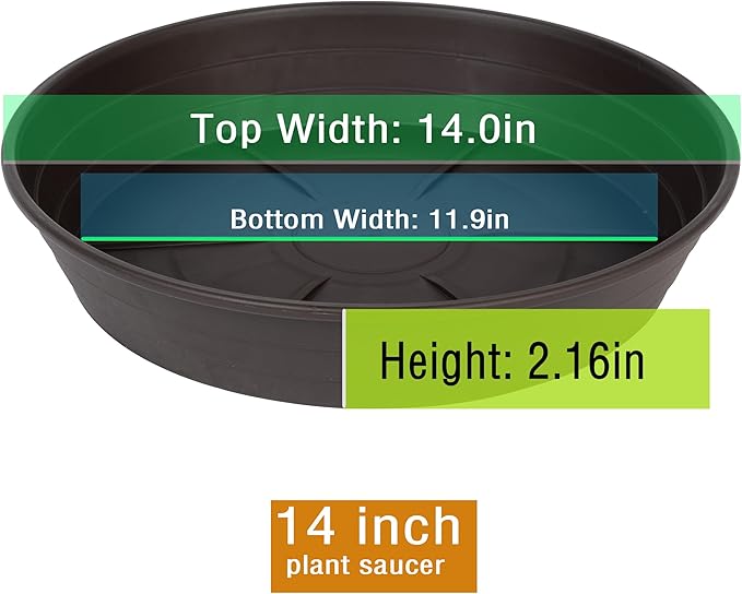 Plant Saucer 14 Inch 4 Pack 6 8 10 12 14 16 18 20 25, Plastic Plant Trays for Pots，Extra-Deep Plant Water Dray Tray, Bird Bath Bowl, Heavy Flower Plant Saucers Indoors and Outdoor No Holes