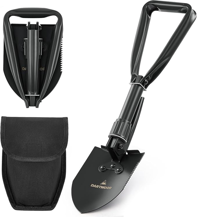 DARTMOOR Mini Folding Shovel High Carbon Steel, Portable Lightweight Outdoor Tactical Survival Foldable Mini Shovel, Entrenching Tool, Camping, Hiking, Digging, Backpacking, Car Emergency