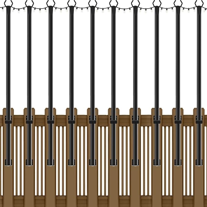 10 Pack String Light Poles,5Ft Metal Poles for Outdoor String Lights,Outdoor Light Poles with Post,Poles/Stand for Outside,Patio,Deck,Backyard,Garden Wedding,Party