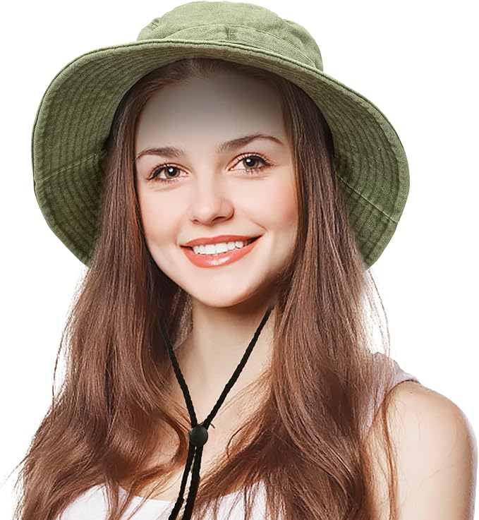 Men's Bucket Hat Camo Outdoor Sun Protection, Breathable Quick-Dry Fishing Gardening Hiking Hat ,UPF50+ Cotton Wide Brim