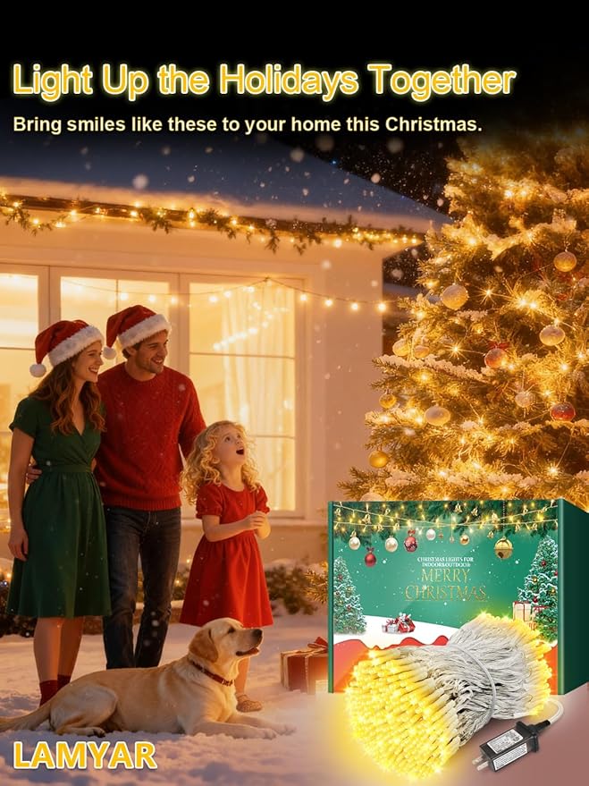 Christmas Lights with 1000 LEDs, 328FT Extra Long Plug in Fairy String Lights for Outdoor Tree and Indoor Décor, 8 Modes & Timer, IP65 Waterproof Lights for Yard Garden Decor (Warm White)