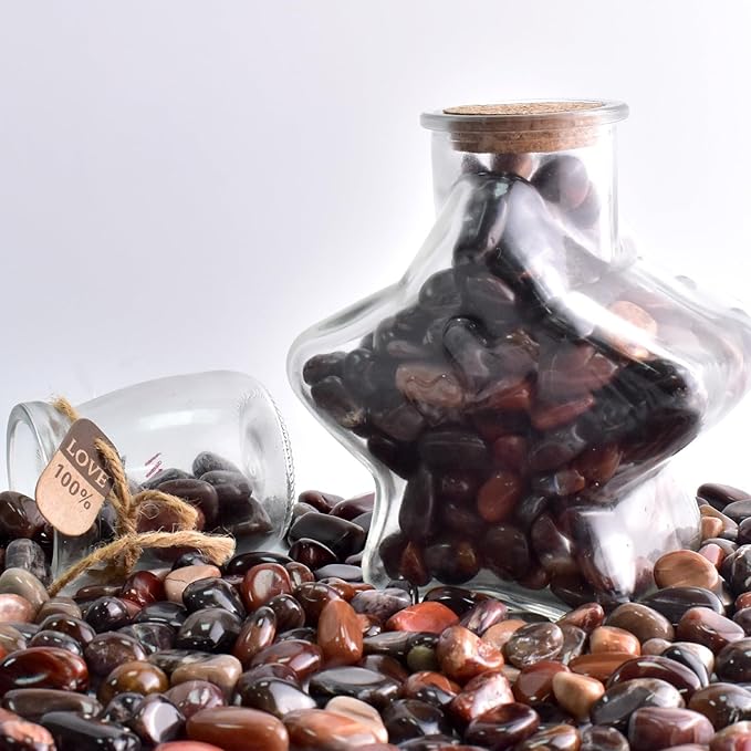 Polished Petrified Wood Crystals - 72 Pcs, 0.5" 10 oz Handpicked Natural Tumbled Gemstones Rocks, Pebbles for Reiki, Chakra, Healing Home Decor